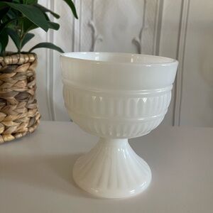 Elegant Milk Glass White Pedestal Bowl